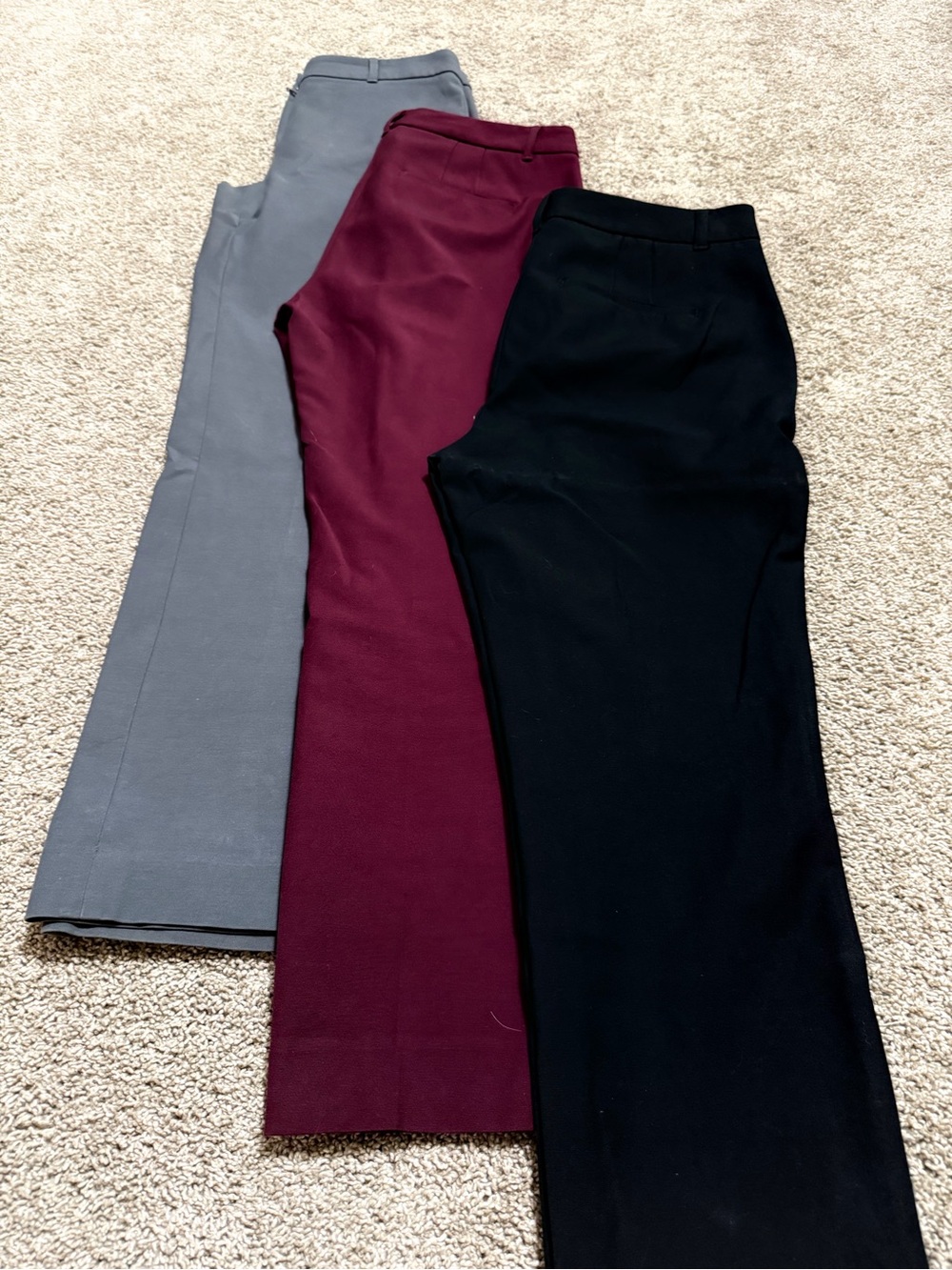 White House Black Market Straight Leg Pants Trio - Black, Burgundy, Gray
